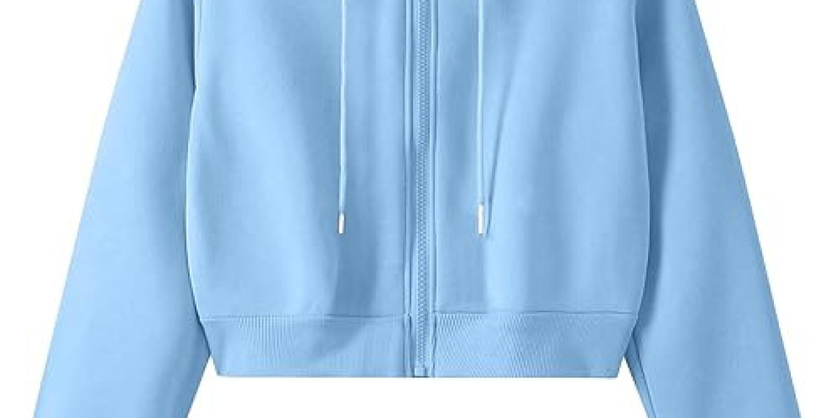 Light Blue Crop Top Zipper Hoodie – Style Meets Comfort by Lajwanti Collections