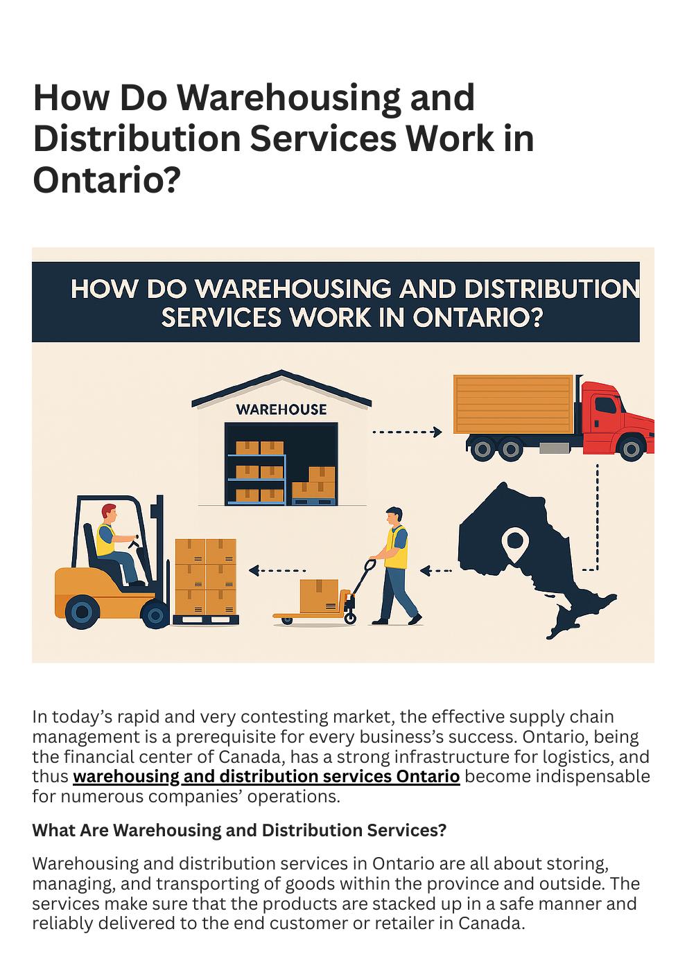 How Do Warehousing and Distribution Services Work in Ontario?